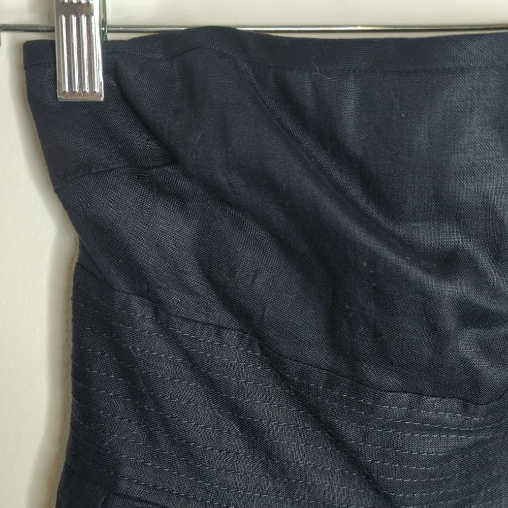 Jcrew strapless linen dress baby blue size 0 women's navy blue
